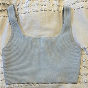 Babaton Sky Blue Ribbed Tank Top